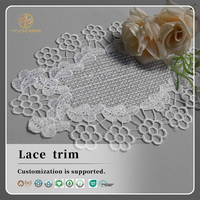 Applique en dentelle guipure de luxe, fantaisie et traditionnelle, en polyester, avec motif floral ovale, pour vêtements féminins et sous-verres décoratifs