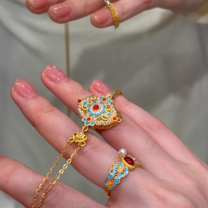 Fenglaiyi ネックレス 女性用 天翠エナメルパール ルビージルコン タッセルリング - Product Image 3