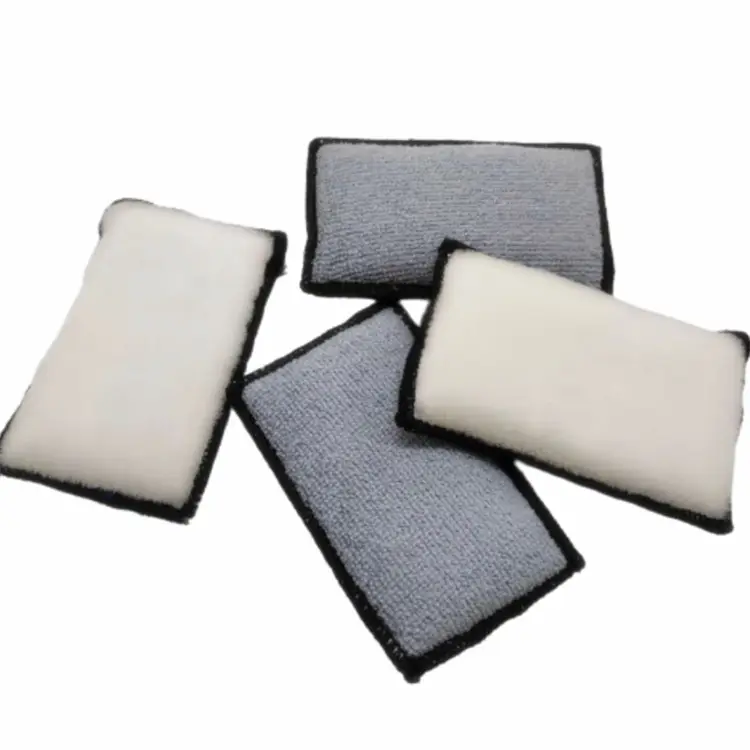 Tissu intérieur de voiture, petits tampons de nettoyage éponge microfibre + brosses poils microfibre comme gris + blanc Rectangle 20g