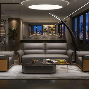 Moderno sofá de recepción de oficina administrativa de tres asientos con esponja de alta densidad y cubierta de cuero para uso en el hogar y la Oficina - Product Image 1