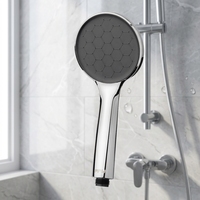 Pommeau de Douche à Main Économiseur d'Eau Haute Pression Effet Pluie, Triple Sortie d'Eau, Design Moderne, Finition Chromée, pour Salle de Bain Simple