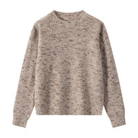 Eleganter Damen Melange-Wollpullover Klassischer Rundhalsausschnitt Überschnittene Schulter Entspannte Passform Langarm-Strickpullover Maßanfertigung Geringe Mindestbestellmenge