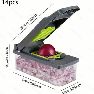 Wholesale Multifunctional 14 in 1 Fruit <b>Vegetable</b> Onion Slicer Dicer Spiralizer Shredder Hand Graters <b>Vegetable</b> <b>Chopper</b> Cutter - Product Image 2