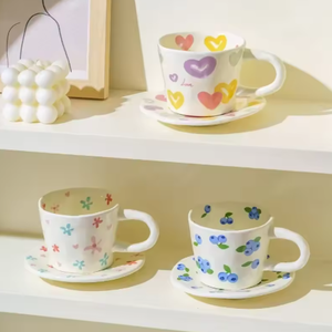 Professional Customized Cute Floral Blueberry Porcelain Tea Cups & Saucers <b>Set</b> Eco-Friendly 200ml Breakfast <b>Mugs</b> for Milk Tea - Product Image 2