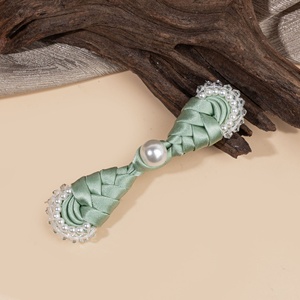 Botón de acrílico para Cheongsam, estilo <span class=keywords><strong>chino</strong></span>, tendencia nacional, con perlas decorativas bordadas a mano, borlas de cristal y hebilla cosida a mano. - Product Image 5