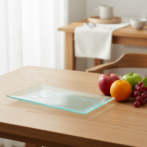 Plaque en <span class=keywords><strong>verre</strong></span> pour micro-ondes Plaque en <span class=keywords><strong>verre</strong></span> décorative <span class=keywords><strong>rectangulaire</strong></span> plaque de charge transparente pour le dîner de fête - Product Image 3