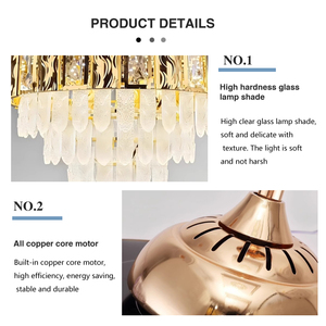 עיצוב הבית יוקרה תקרה נברשת תקרה עם אוהדים נשלפים מאוורר קריר יותר הוביל מאוורר תקרה קריסטל מודרני עם אור - Product Image 3