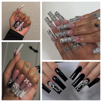 Faux ongles à presser faits main en acrylique, longs et rectangulaires, vente en gros d'usine