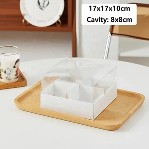 XJH 4 Rejilla Caja de pastel blanco <span class=keywords><strong>Postre</strong></span> 6 Rejilla Cajas de pastel Kraft con tapa transparente Caja de regalo para fiesta Boda - Product Image 6