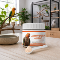 Poudre de calcium et de magnésium pour oiseaux, vitamine D, supplément minéral aviaire, aide à la force des os, formation des coquilles d'œufs, aide à la brillance des plumes, 80g