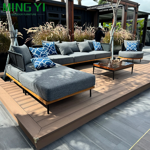 Bán Buôn Kết Hợp Mây <span class=keywords><strong>Sofa</strong></span> Đặt Ngoài Trời Cắt <span class=keywords><strong>Sofa</strong></span> Không Thấm Nước Hợp Kim Nhôm Gỗ Tếch Đồ Nội Thất Patio <span class=keywords><strong>Sofa</strong></span> Bộ - Product Image 1