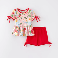 Ensemble deux pièces décontracté printemps-été pour bébé fille : haut à volants à manches courtes et short, motif animalier personnalisé