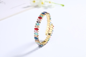 Nuova Tecnologia Bracciale Regolabile in Cristallo con Zirconia Colorata Placcato Oro 18K - Product Image 4