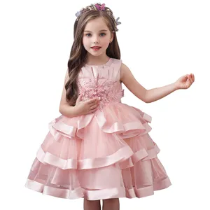 드레스 1yr 오래된 Suppliers-어린이 멀티 레이어 고귀한 공주 드레스 키즈 민소매 푹신한 아기 소녀 생일 드레스 1-8 세