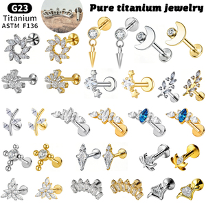 Pendientes de <span class=keywords><strong>Titanio</strong></span> <span class=keywords><strong>Puro</strong></span> ASTM F136 Rui Qian, Pendientes de Rosca Interna para Mujer, G23 Antialérgicos, Pendientes de Botón Modernos - Product Image 1