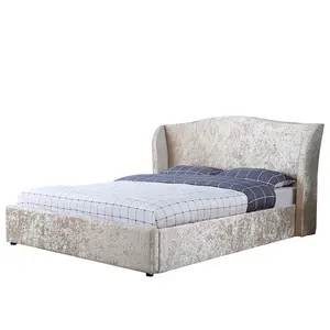 Willsoon Wing-Back doppelbett Rahmen Champagner samt Stoff Austern-Bett mit Ablage osmanisches Bett Tempat tidur