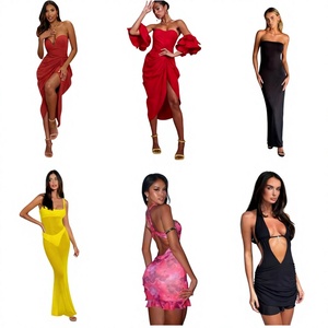 Robes de Soirée de Luxe d'Occasion pour Femmes, Plissées, Mi-longues ou Longues, Sans Manches, Moulantes, pour Fêtes et Clubs - Product Image 1