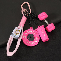 Porte-clés populaire en silicone et PVC, ensemble d'haltères de fitness, accessoire de sac à dos, ornement décoratif pour bouteille d'eau de sport
