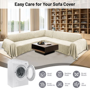 Housse de canapé en chenille beige en forme de L, élastique, extensible, imperméable, antistatique, antidérapante, lavable en machine, moderne, facile à nettoyer - Product Image 5