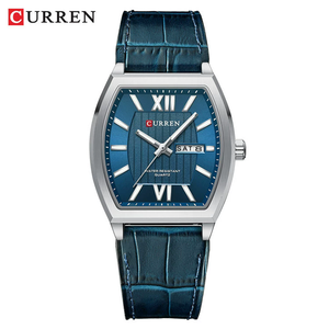 Montre à quartz carrée en alliage pour homme 8478, 38 mm, élégante, avec calendrier, lumineuse, étanche, bracelet en cuir, style rétro - Product Image 2