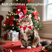 Meilleure vente transfrontalière : Ensemble chapeau et écharpe en laine pour chat et petit chien, style britannique de Noël, color block, tenue de fête festive pour toutes les occasions