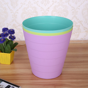 Cubo de Basura Cilíndrico de Plástico 23x23x24cm para Interiores y Exteriores, Contenedor de Residuos Domésticos, Verde Esmeralda, Violeta, Verde Claro - Product Image 2