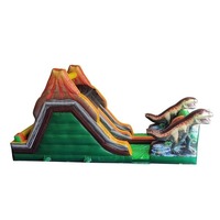 Parcours d'obstacles gonflable Jurassic de 66 pieds, château gonflable à thème dinosaure pour usage humide et sec avec toboggan pour enfants, idéal pour parcs aquatiques et fêtes