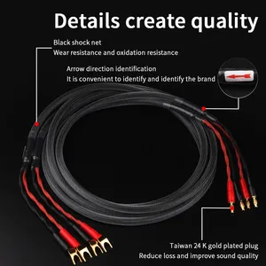 YYAUDIO 16/4 OFC 4 núcleos <span class=keywords><strong>Cable</strong></span> <span class=keywords><strong>de</strong></span> altavoz HiFi 2mm 4mm Banana Plug Y Spade <span class=keywords><strong>Cable</strong></span> <span class=keywords><strong>de</strong></span> audio High End Amp Horn Line - Product Image 2