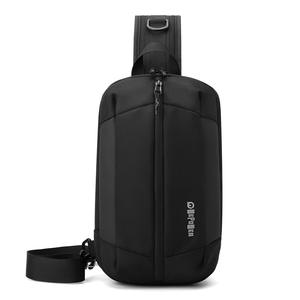 Wepower Bolso de pecho para hombre, nailon, impermeable, gran capacidad, para desplazamientos, uso al aire libre, negro, gris, azul oscuro, color sólido - Product Image 5