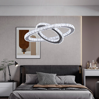 Lustre LED suspendu 41W blanc froid 6000K lumière du jour, hauteur réglable 120cm, anneau en acier inoxydable de 50cm de diamètre