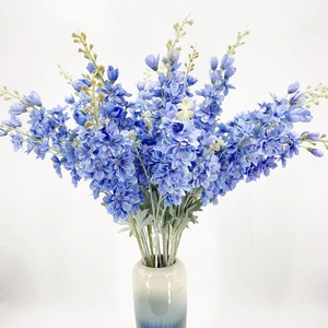 Hot Selling Real Touch Flocked Delphinium Hyacinth Baby Breath Artificial Flower for Wedding Decoration - Product Image 1