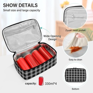 New Arrival Custom <b>Sublimation</b> Black Checked Print Insulated Thermal Cooler Lunch Bags for Girls Adults Food Delivery - Product Image 4