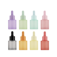 Flacons compte-gouttes en verre mat couleur macaron de 20 ml pour huiles essentielles, sérum de soin, forme cylindrique, bouchon à vis PP