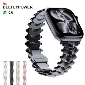 BEEFLYPOWER - Correa de Metal Ondulada con Diseño de Mariposa para Reloj Apple/<span class=keywords><strong>Mi</strong></span>/Redmi, Correa de Alta Gama para Hombre - Product Image 1