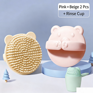 Baby Silicone <b>Scrubbing</b> Bath Cleaning Shampoo <b>Brush</b> with Little Cartoon Design for Cradle Cap Removal and Massage - Product Image 5