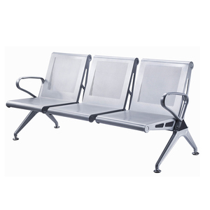 Silla de Espera de 3 Plazas de Acero Resistente para Uso Comercial en Hospitales y Aeropuertos, con Diseño Moderno, Banco con Estructura Plateada, Garantía de 2 Años - Product Image 2