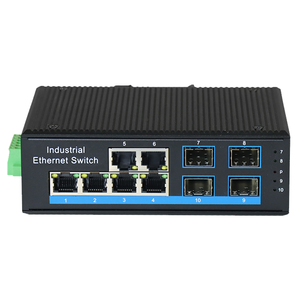 Switch industriel Gigabit 4 ports optiques 6 ports Ethernet, transceiver fibre convergente de type rail, non géré, photoconvertisseur - Product Image 3