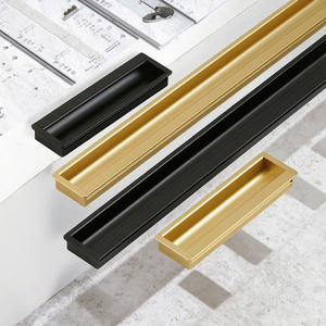 Siyah Gömme Çekme Dolap Kapı Kolu 1000mm Uzun Saplı Dolap Çekmece Kolları Alüminyum Alaşımlı Özel Kapı Kolları - Product Image 4