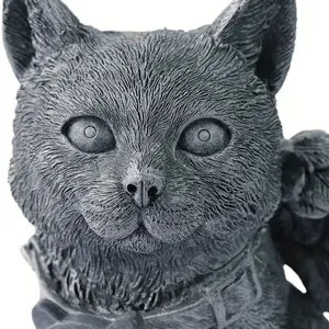 Sculpture en résine de <span class=keywords><strong>chat</strong></span> ailé gris Art moderne Figurine animale réaliste Ornement pour intérieur maison affichage Statuette commémorative pour animaux de compagnie - Product Image 4