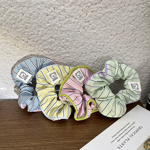 Elastico per capelli Sweet <span class=keywords><strong>Cream</strong></span> Colon Summer Scrunchies coreano a righe con orsetto, elastico per coda di cavallo alta, Mori Girl, elastico grande a sfera - Product Image 5