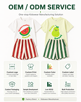 2026 Kinder Zomer Fruit Print Set Katoenen Korte Mouwen T-Shirt Gestreepte Shorts Schattig Casual Jongens Meisjes 2-delig Outfit OEM