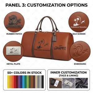 Bolsa de Viaje de Fin de Semana Personalizada, Impermeable, de Cuero, Bolsa de Mano Grande, Bolsa de Viaje Tipo Duffel para Hombre, PU, OEM, Moda Unisex - Product Image 5