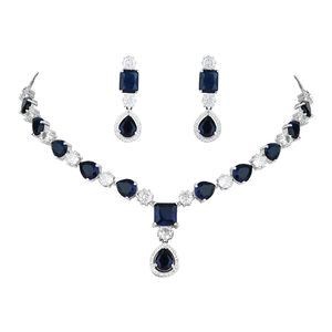 Elegante Juego de Joyería de Plata con Circonita Cúbica y Diamantes Americanos, Collar y Aretes Colgantes para Mujer, Ideal para Ocasiones Especiales - Product Image 5