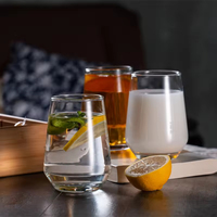Verre à boire transparent de 370 ml, design classique, base épaisse, tasse à boisson, verre à jus, thé, eau pour la maison