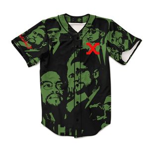 Camiseta de béisbol clásica con patrón de Malcom X para hombre, camisas verdes estampadas, fabricante de ropa - Product Image 1