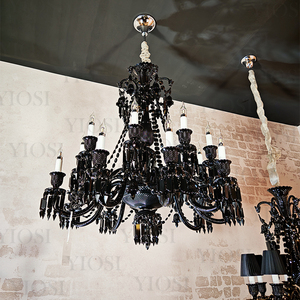 Sang trọng màu đen pha lê biệt thự Đèn chùm trang trí phòng khách phòng ngủ hội trường khách sạn cửa hàng đồ trang sức đèn chùm màu đen pha lê - Product Image 3