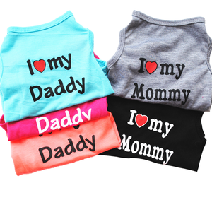 I Love Mommy & Daddy Chaleco de verano para mascotas para perros pequeños Camiseta transpirable de algodón <span class=keywords><strong>y</strong></span> poliéster para perros con patrón impreso <span class=keywords><strong>y</strong></span> elegante - Product Image 2