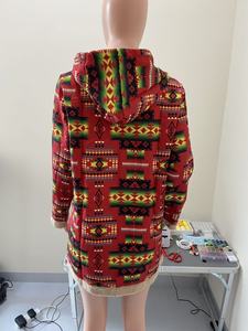 Abrigo Rompevientos Estampado con Felpa Cálida para Mujer, Tallas S-5XL, Diseño <span class=keywords><strong>Azteca</strong></span> Indígena Vintage, Personalizable al por Mayor - Product Image 5
