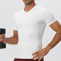 Nouvelle arrivée, t-shirt de sport pour homme, coupe ajustée, séchage rapide, col en V, manches courtes, pour la salle de sport, l'entraînement et le fitness