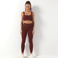 Conjunto Deportivo de 2 Piezas - Sujetador Deportivo Transpirable a Prueba de Impactos y Pantalones Largos de Cintura Alta